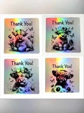 Highland Cow Thank You Stickers Set of 100